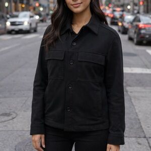 Zara Black Lightweight Button-Front Shirt Jacket